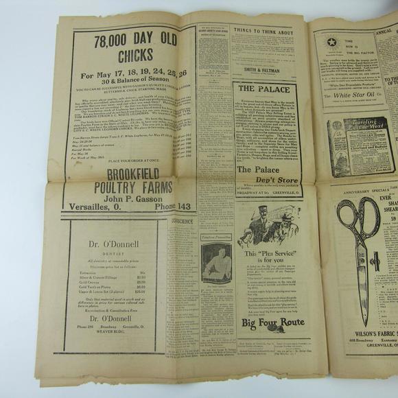 The Ansonian Newspaper Ansonia Darke County Ohio Thursday May 1927 Antique RARE - Picture 11 of 16